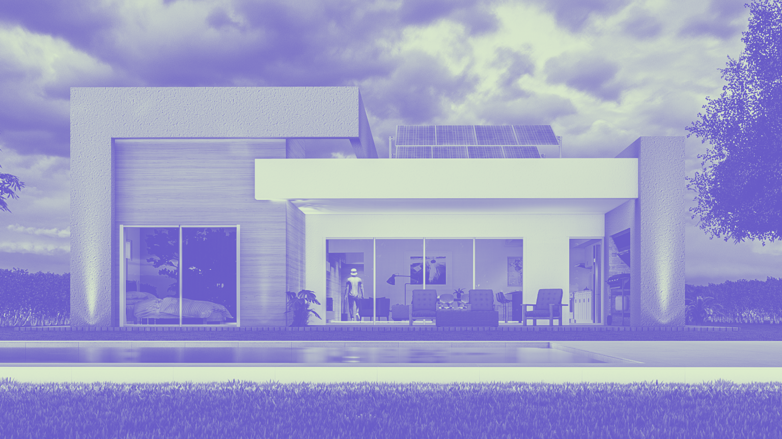 Una vivienda con piscina y paneles solares
